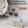 Dustproof 4 Tier Makeup Organizer Multipurpose Clear Sunglasses Display Organizer Cabinets Stackable Jewelry Storage Holder
