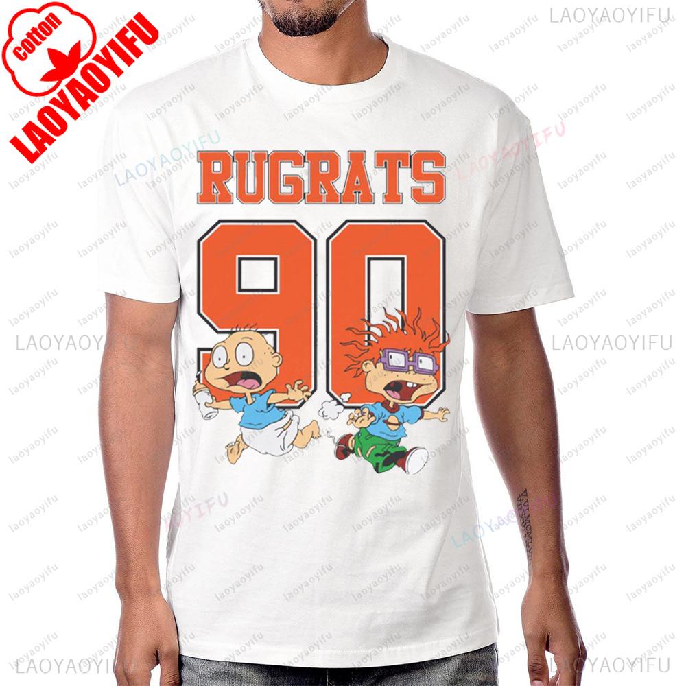 Vintage Cartoon Rugrats Graphic Printed 80s 90s Classics Tshirt Casual Fashion Harajuku Unisex Streetwear Short Sleeve Unisex Tees