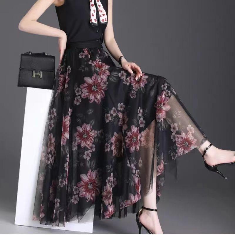 

Летняя шифоновая юбка длинная большого размера в богемном цветочном стиле с большими складками женская пляжная юбка длинная юбка женские юбки А-силуэта One Size