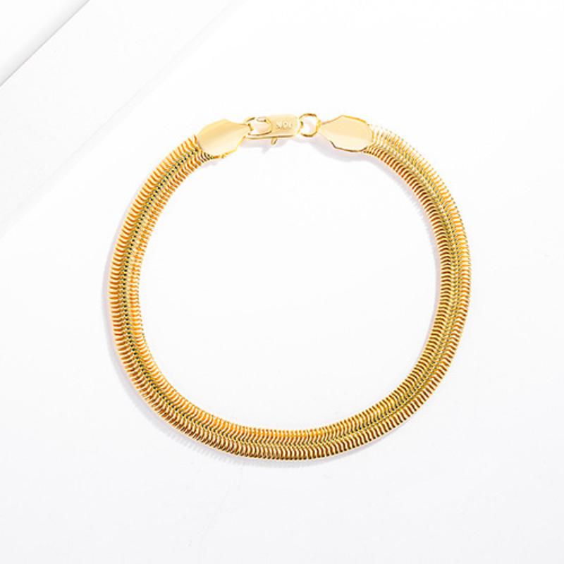 TEMU Collier Chaîne Os de Serpent Or 18K pour Homme - Mode Européenne & Américaine, Chaîne Plate 6MM, Style Populaire