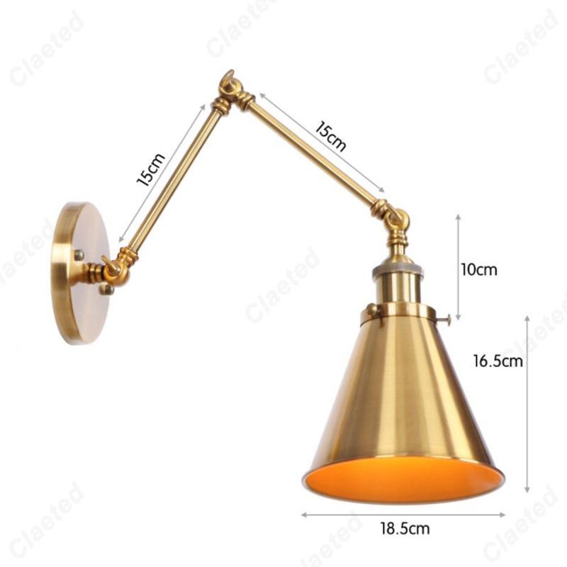 LED Minimalist Retro Gold E27 Wall Lamp Bedroom Bedside Lamp Home Dining Hall Corridor Staircase Decoration Lighting Fixture