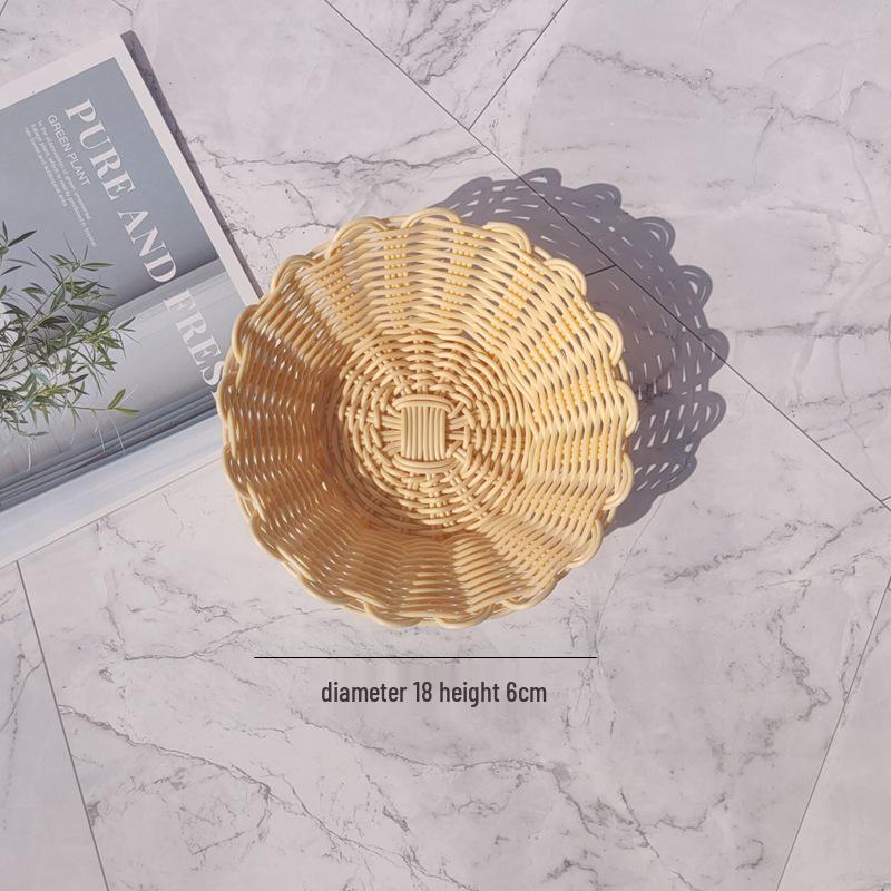 Creative Round Handwoven Rattan-Style Basket for Snacks & Dried Fruit