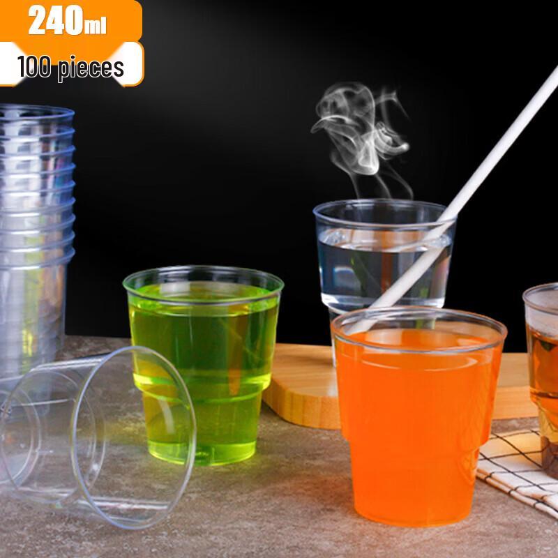Qiao Xiuyuan 240ml Disposable Thickened Plastic Cups, 100 Count