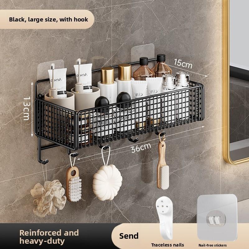 Modern Minimalist Bathroom Wall Shelf With Carbon Steel Material For Storage And Organization
