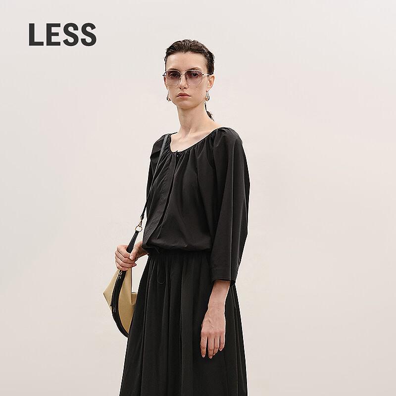 LESS Loose Cotton Round Neck Short Shirt S