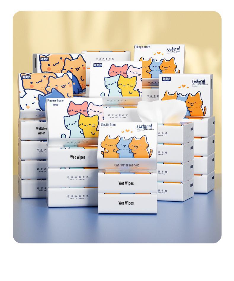Three Little Cats Lightweight Pull-out Travel Facial Tissues - Compact and Convenient for Students