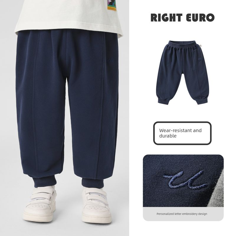 Boys  Casual Sports Pants Simple Style 2026 New Spring and Autumn Children s Toddler Boys  Sweatpants Trendy Navy blue 100cm
