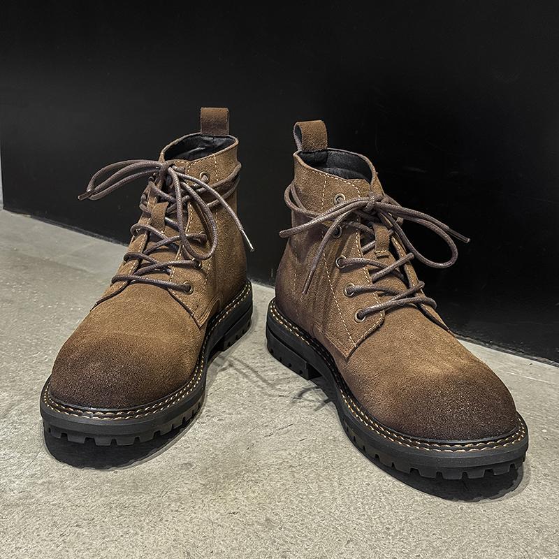 Mode Anti-Rutsch Handgemacht Herren Knöchelhohe Stiefel Wildleder Hohe Schuhe Outdoor Herren Wanderschuhe Sneaker Mode Männlich Motorrad Botas