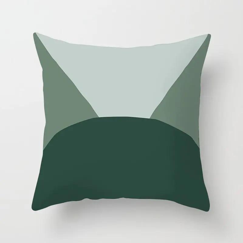 Delicate Fresh Green Pillowcase Art Pattern Cushion Cover Geometric Breathable Decoration