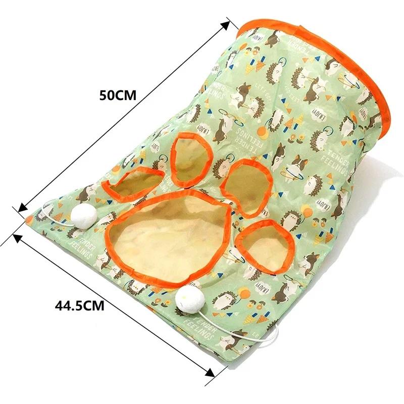 Cats Tunnel Bag Pet Cat Toys Play Tube Kitty Training Interactive Playing Fun Toy Dangling Mouse Crinkle Sounds Tunnel with Ball