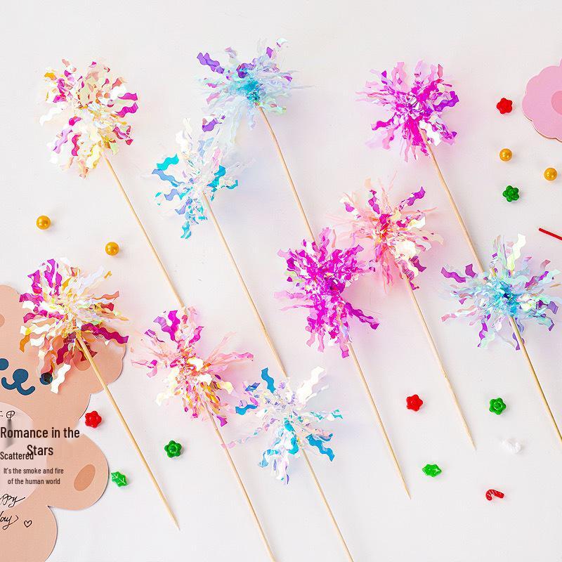 Korean-Style Colorful Rain Silk Tassel Sequin Cake Decoration Ornaments