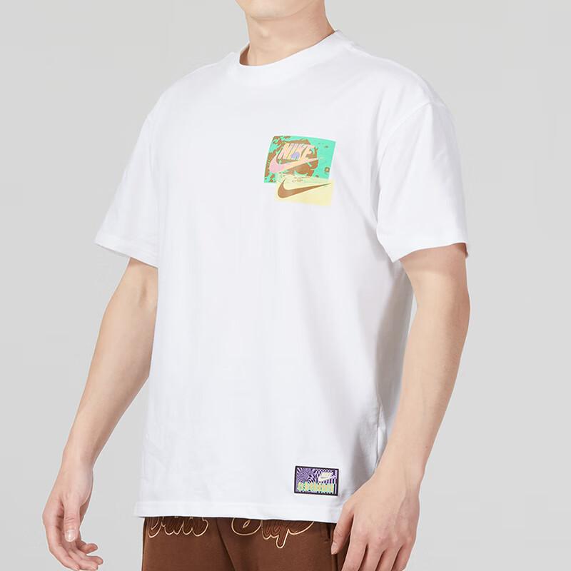 Nike Logo Print Sports Crew Neck Short Sleeve T-Shirt Men Tops White FB9787-100