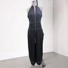 Huaqianguhh Women's Sleeveless Jumpsuit, Zip Up Stand Collar Wide Leg Pants Rompers, Casual Summer One Piece Outfits with Pockets