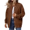 Women's Fashionable Solid Color Long Sleeved Button Jacket With Baseball Stand Up Collar Pocket Casual Jacket