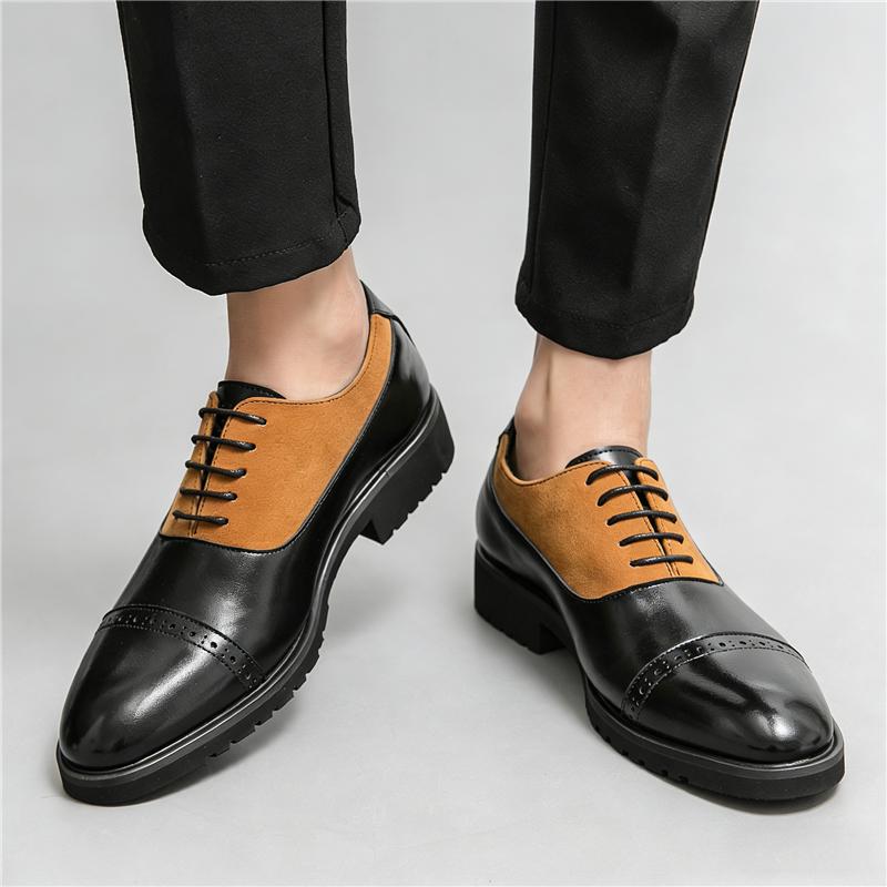 New Britain Lace Up Suede Patchwork Oxford Leather Shoes for Men Dress Wedding Prom Homecoming Footwear Sapatos Tenis Masculino