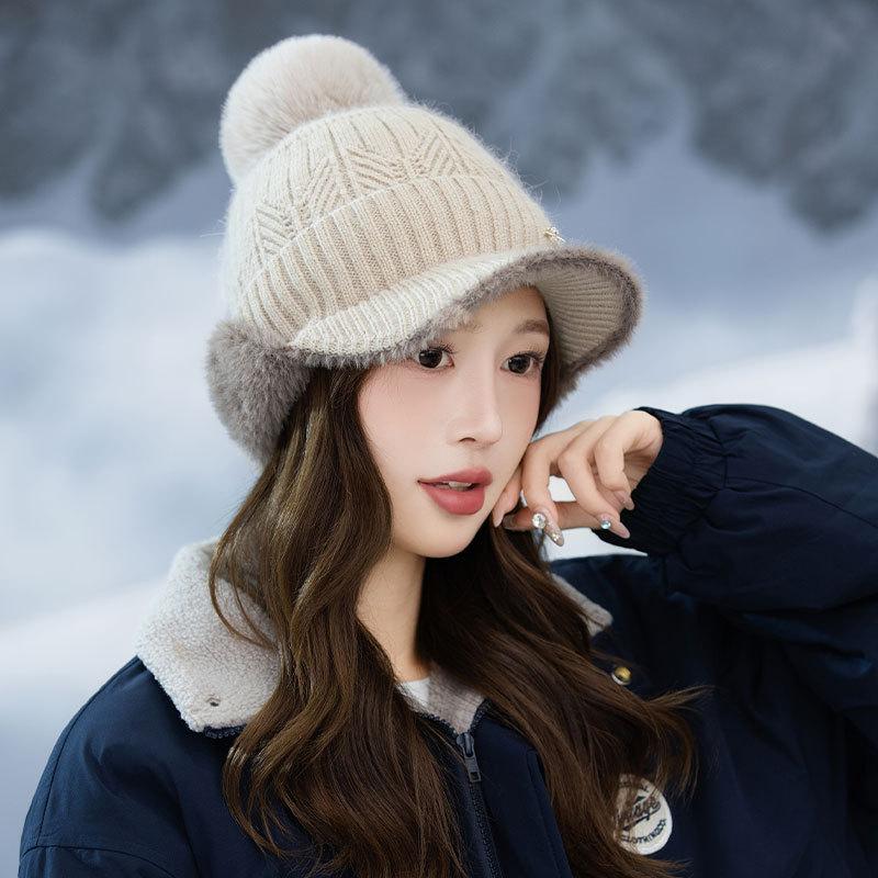 Fleece Warm Cap Ladies Fleece Ear Protector Wool Cap Winter Cycling Windproof Knitted Cap