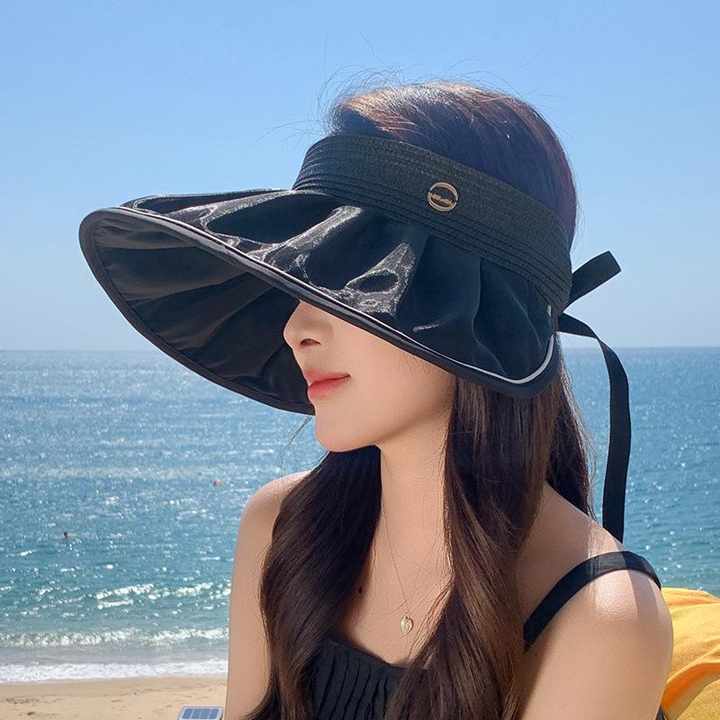 Big-brimmed sun hat women's summer empty top shows the face small sun protection hat outdoor beach UV protection shell hat