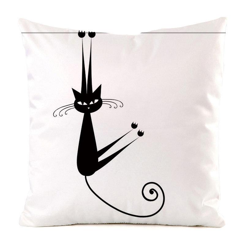 Creative Cartoon Black Cat Digital Printing Short Plush Pillow Covers For Car Sofa Office Cushion Cover Home Goods 60X60Cm