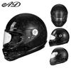 Retro Carbon Fiber Full Face Helmet for Kids - Motorcycle, Cruiser, Scooter