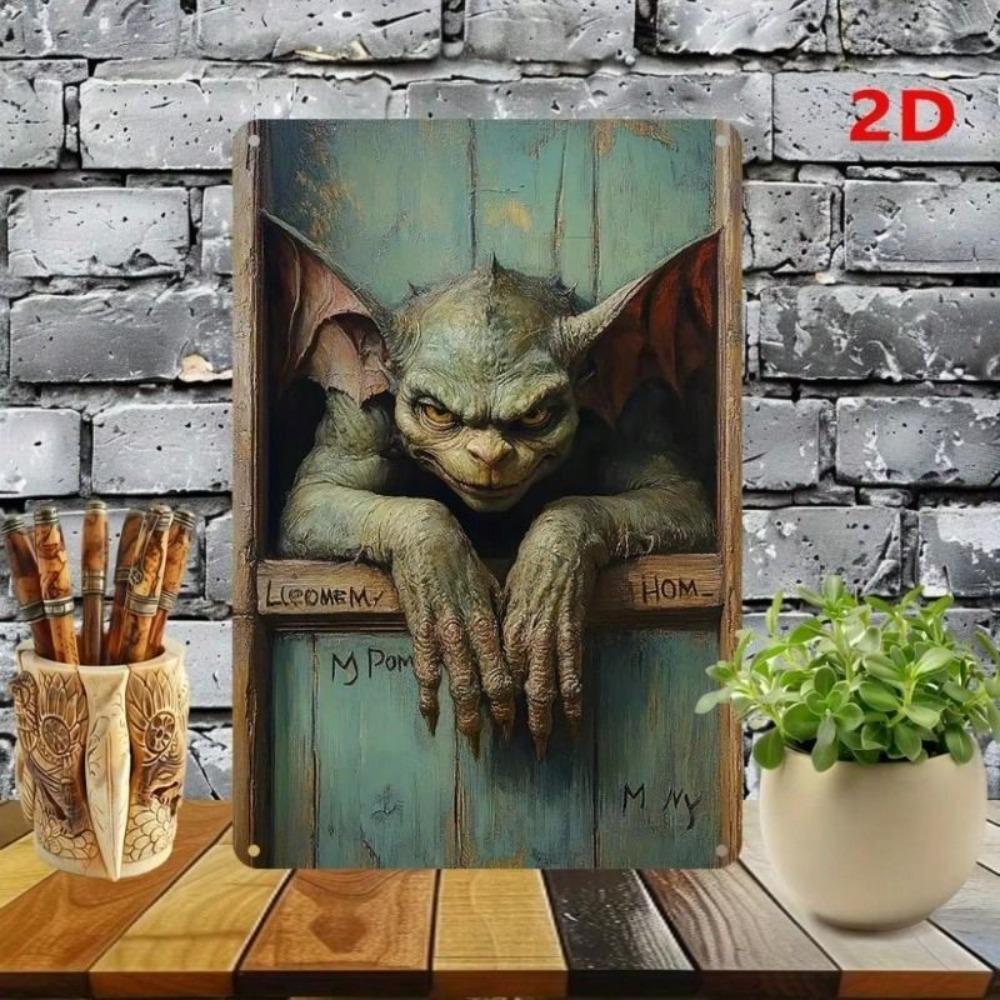 Gothic Gargoyle Metal Wall Art Metallic Decor for Living Room