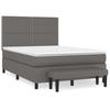 Box Spring Bed with Mattress Gray 140 x 190 cm Artificial Leather