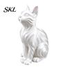 Cat Figurine for Display 3D Printed Statue with Wavy Fur, Modern Sitting Cute Desk Accessory Bookshelf Decor, Minimalist Art Sculpture Home