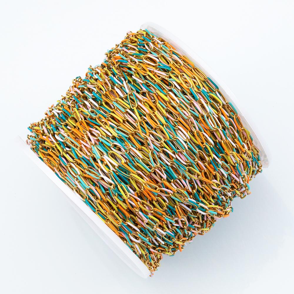 1meter Gold Plated Stainless Steel Enamel Chains For Jewelry Makings DIY Cable Chains For Jewelry Necklace Bracelets Accessories