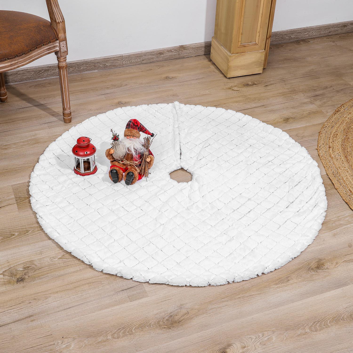 Silver Sequin Embroidered Christmas Tree Skirt (48 Inches/122CM) - Festive Holiday Decoration 90CM Sequin Square Tree Skirt