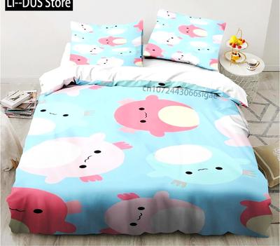 Süßes Kawaii Axolotl Art Weihnachten Navidad Geschenk King Twin Double Child Personalisiertes Bettwäscheset Bettbezug mit Kissenbezug 3-teilig
