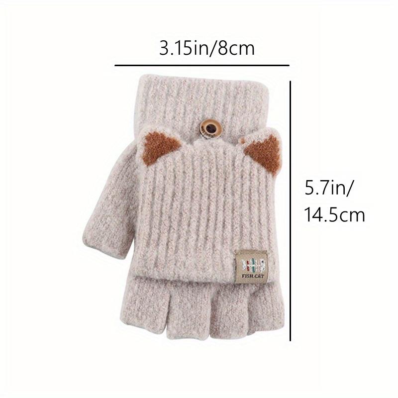 1 Paar Damen Winter Niedliche Katzenohr Halbfinger Klapphandschuhe - Weiche Winddichte Warme Handschuhe