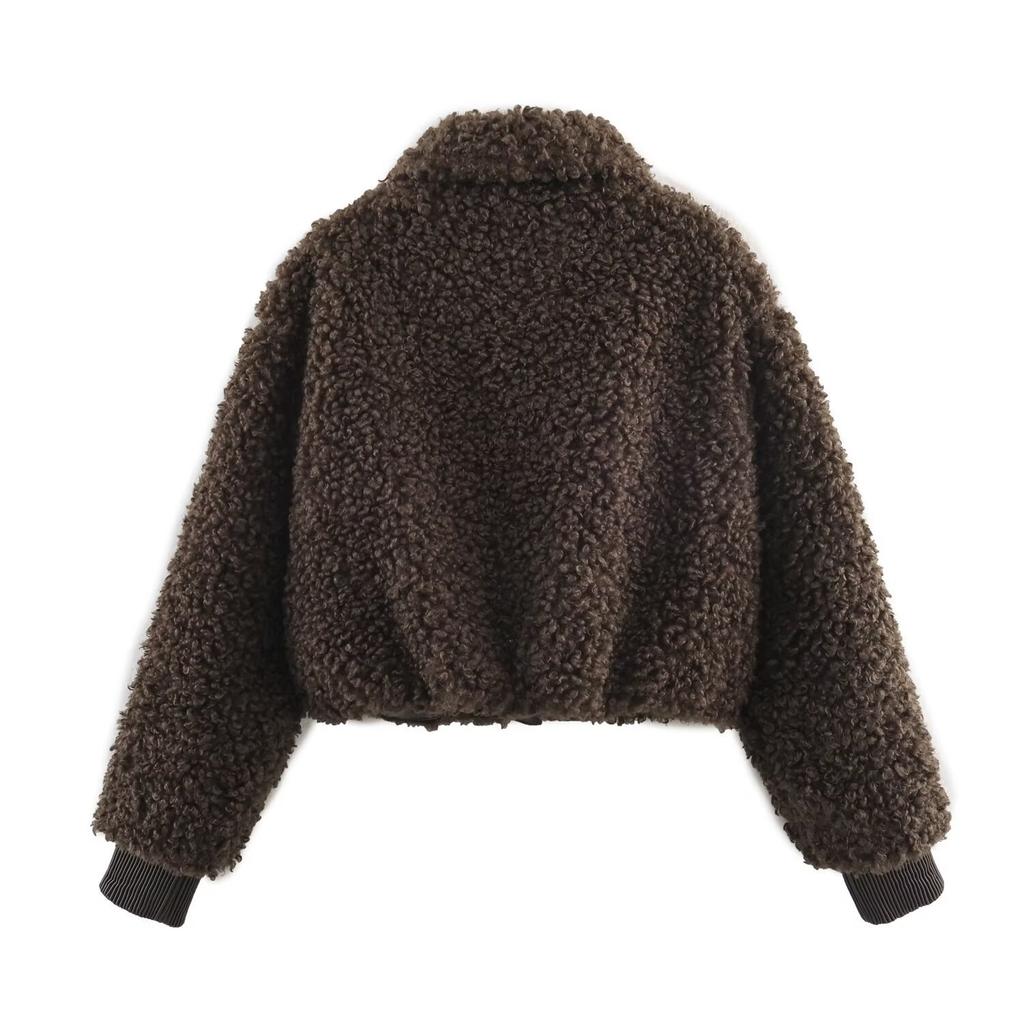 European and American style, new women's clothing, fashionable, casual long fleece jacket 8372223
