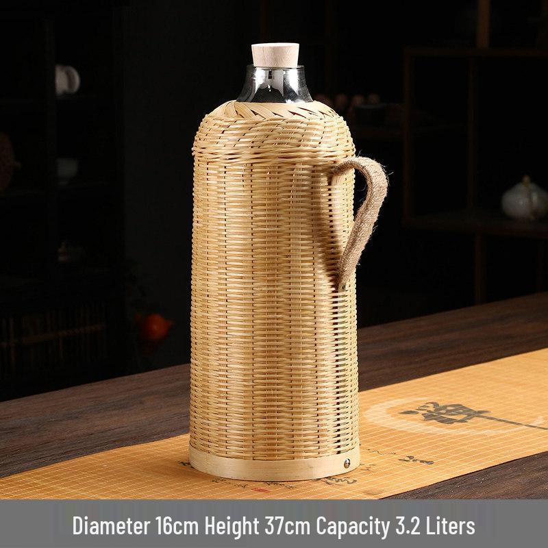 Bamboo Woven Thermal Teapot with Glass Liner