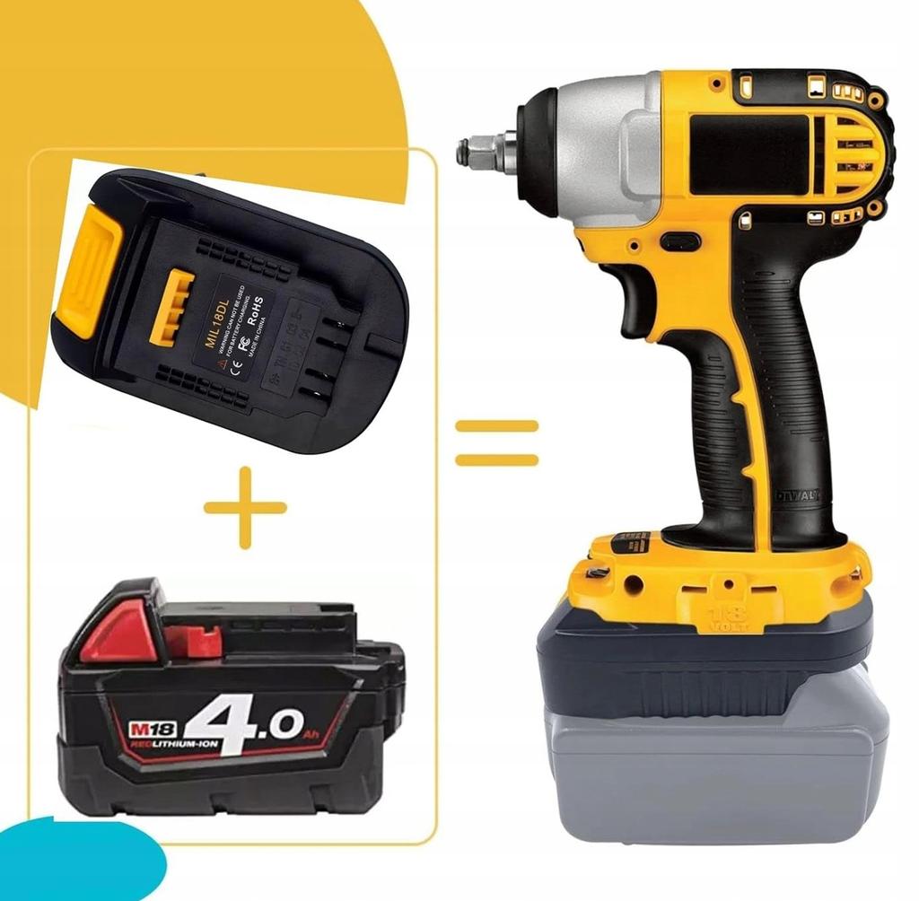 Rosfix Adapter für Milwaukee 18V Akku auf Dewalt 18V – Kompatibilität mit Dewalt 18V Werkzeugen | Robuste Konstruktion | Einfache Montage