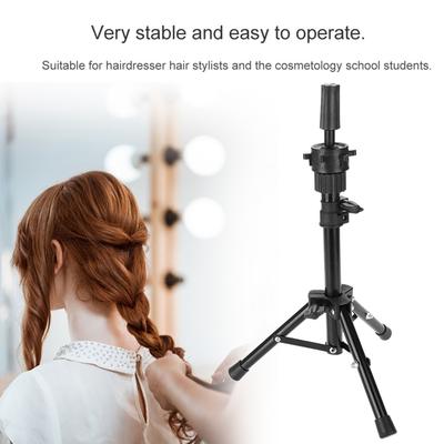 Black Hairdressing Training Head Holder Mannequin Head Tripod Stand Salon Model Display Tool