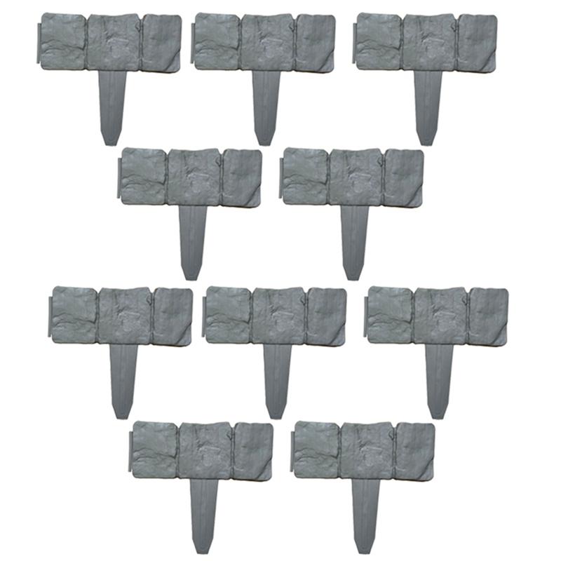 ABBY-Imitation Stone Garden Fence Plastic Fence Inserted Fence Pastoral Garden Gardening Grass Fence серый