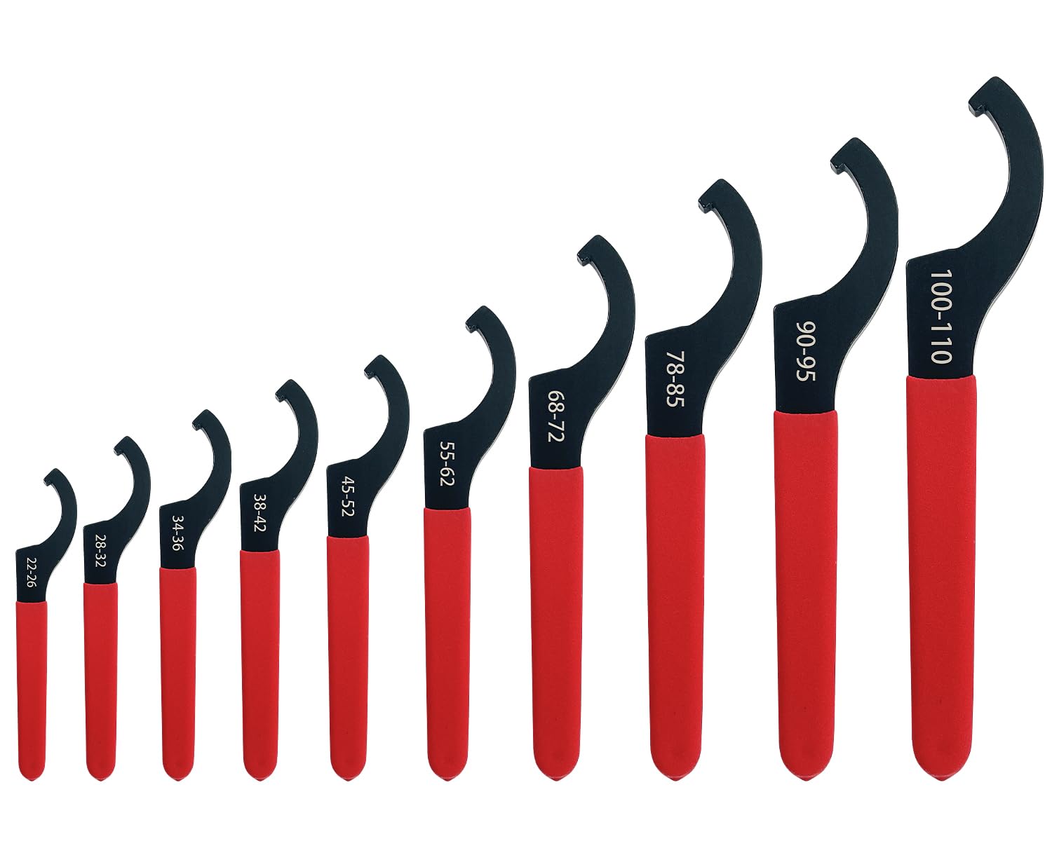 

Socpuro Hook Set of Universal Pin Wrench for Adjusting Car Bicycle Bearing Nut Installation and Easy Grip Wrench, 22-110mm, 10, Height, Maintenance,