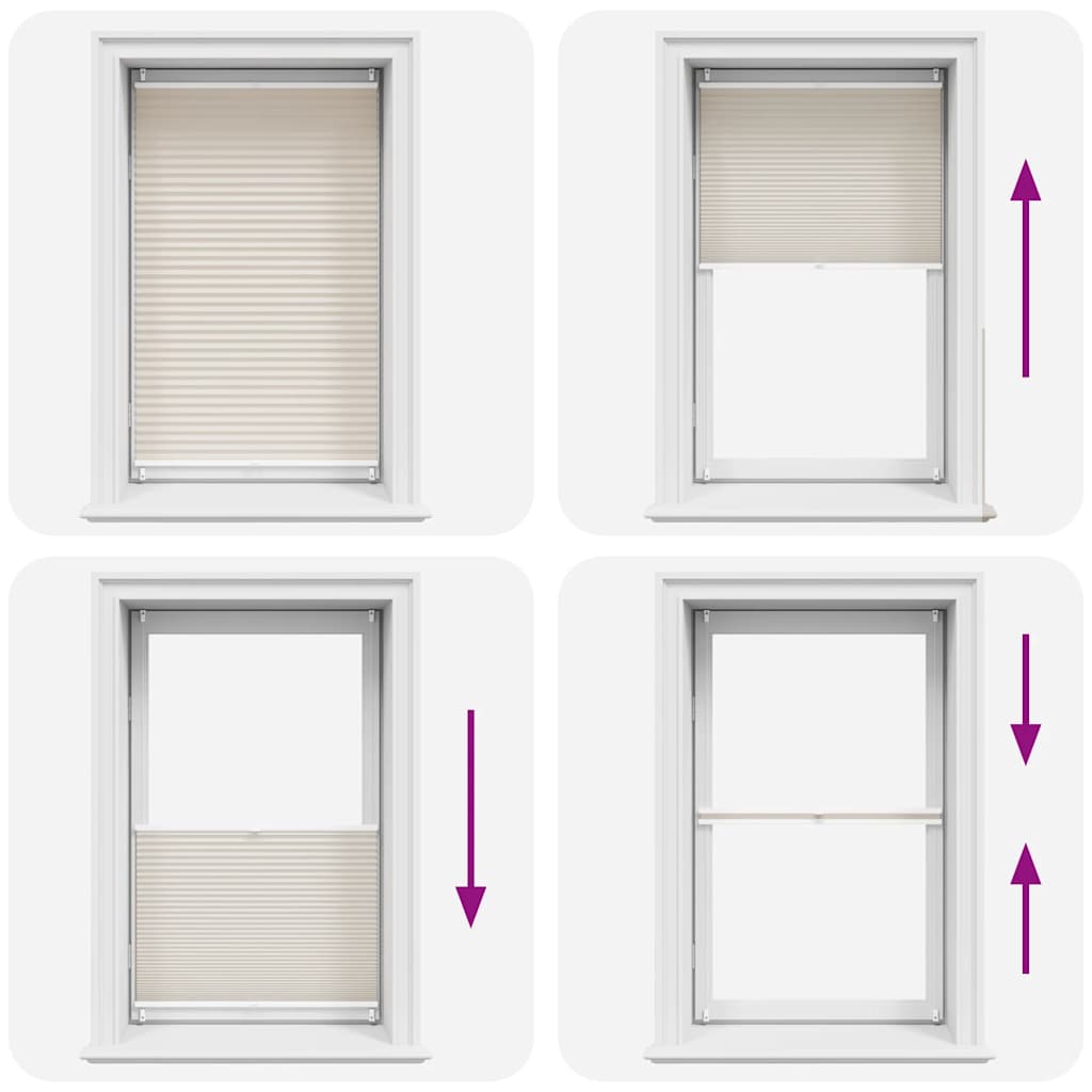 Pleated Blind Roller Shade Jalousie Clamp On 90x125 Cm Cream