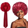 Ladies Satin Ribbon Round Cap Satin Bow Nightcap Hair Care Cap Extra Large Beauty Hair Care Cap