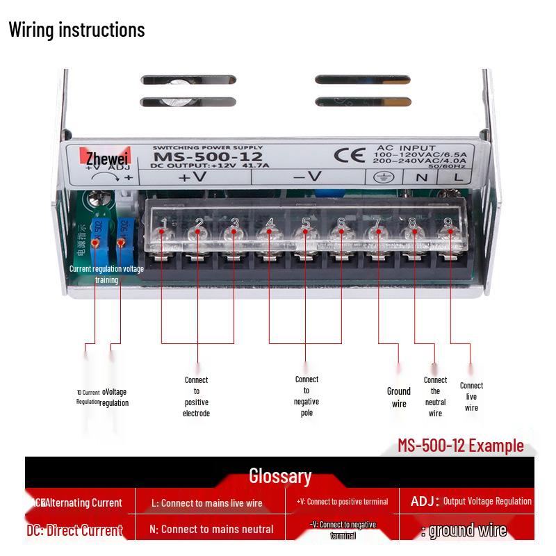MS Series 1000W Switched-Mode Power Supply, AC 220V To DC 5V/12V/24V/36V/48V Module