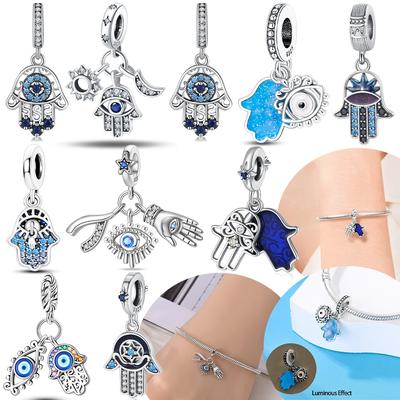 Original Fatimas Hand Blauer Dämonenauge Religiöser Glaube Kupferperle Passendes Armband Feines Geschenk DIY-Zubehör Damenschmuck