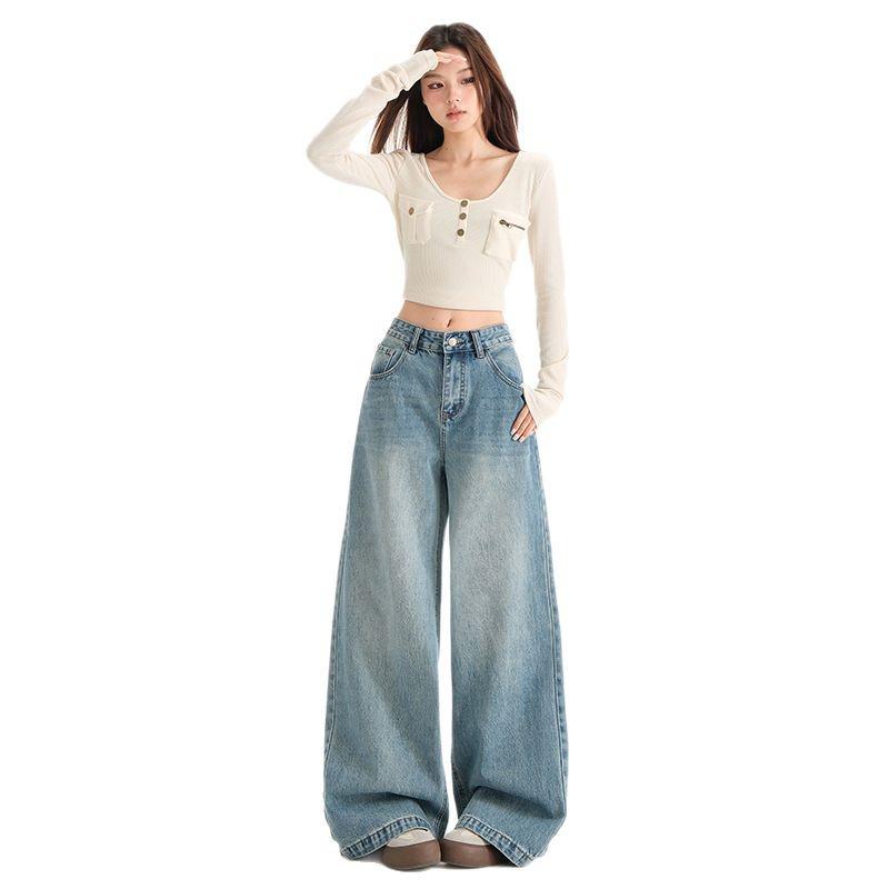 Xintang Women's 2025 High Waist Retro Wide Leg Jeans