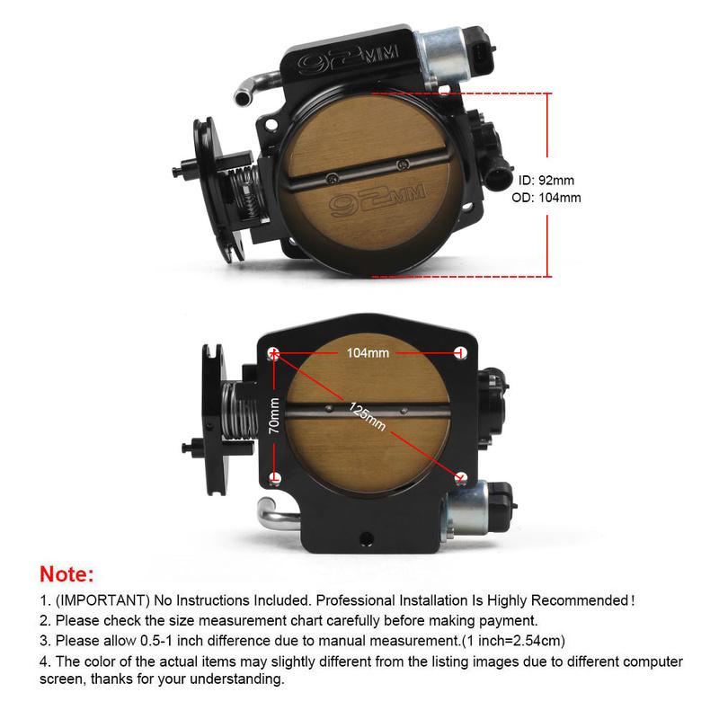 High Flow Billet Aluminum 92mm/102mm Throttle Body For LS1 LS2 LS3 LS6 LSX Car Modification Parts Black