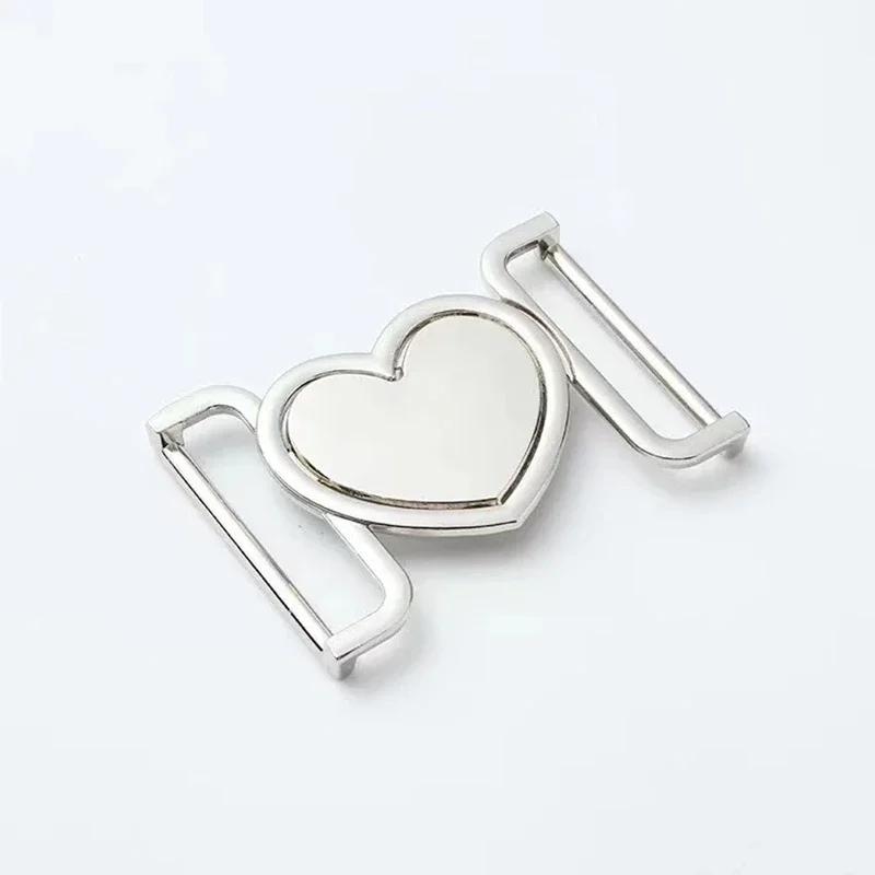 

1pcs Alloy Metal Heart Buckle Decorative Belt Buckle Fastener for Coats Leather Craft Backpack Strap Webbing 20MM серебряный