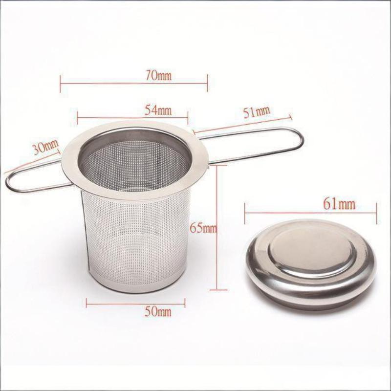 Nerezový síťovaný čajový sítko s víčkem Opakovaně použitelný sítko do hrnku Filtr na sypaný čaj a koření Pro čajové konvice, hrnky, šálky Na louhování čaje, kávy