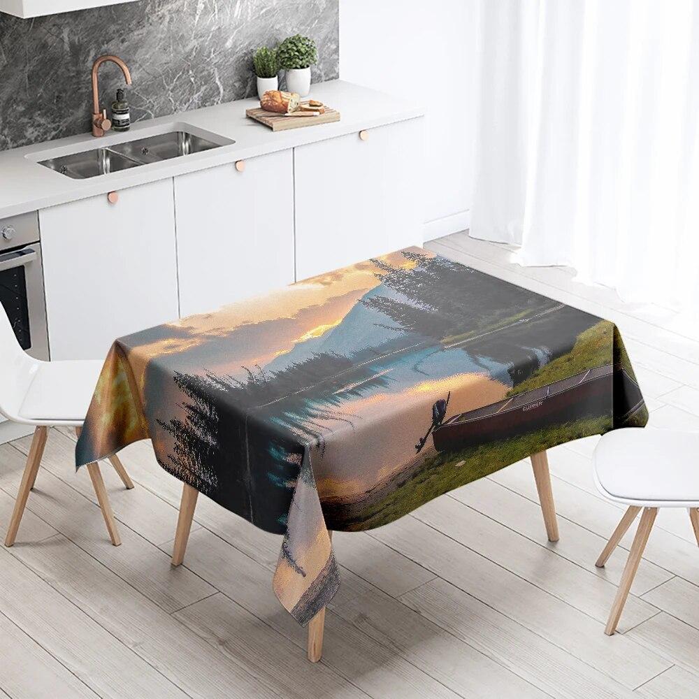 

Пейзажная скатерть с природными пейзажами, противообрастающая и водонепроницаемая прямоугольная кухонная, обеденная, украшение для дома 100x160cm