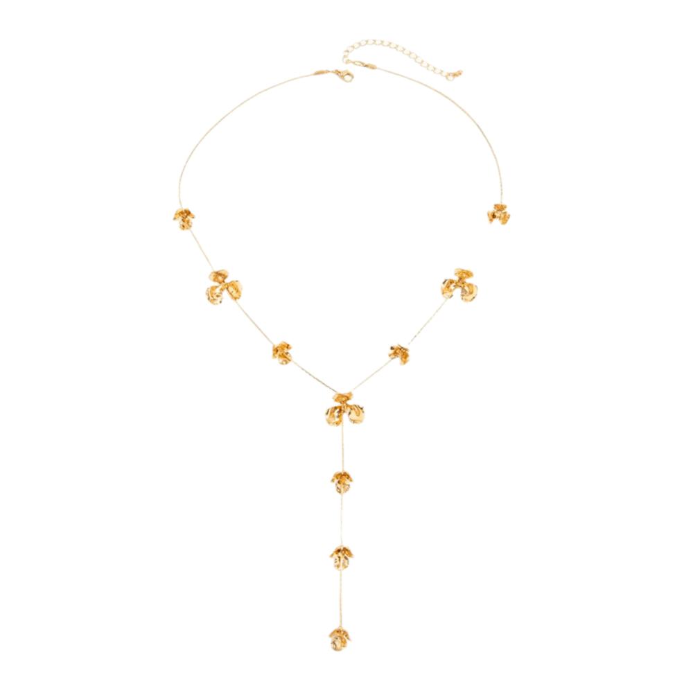 Irregular Design Tassel Necklace Hammered Texture Y-shaped Necklace Long Necklace  Vacation Style