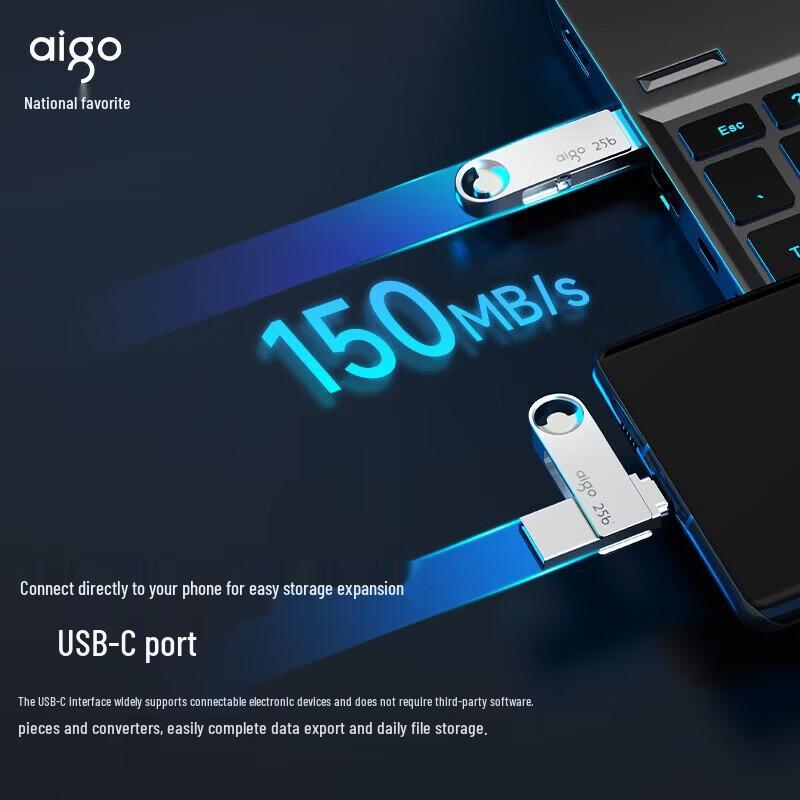 

Aigo 256 ГБ Двух-интерфейсный Type-C USB3.2 Мобильный Флеш-накопитель