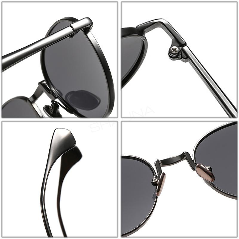 SHAUNA Retro Metal Round Punk Men Sunglasses Shades UV400 Fashion Trending Gradient Women Sun Glasses