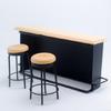 3Pieces Wood Miniature Bar Counter Set For Doll House Display Includes 2 Bar Stools Fine Detailing for Scene Display Use