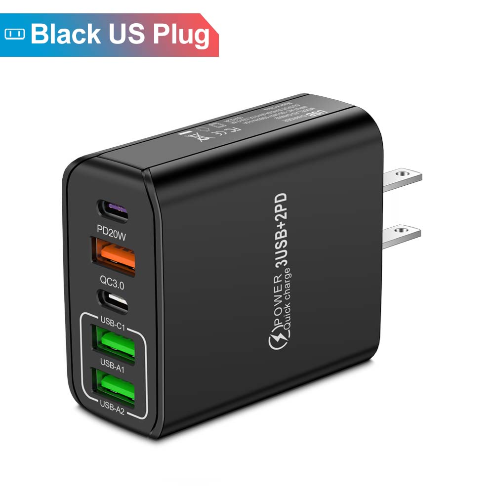 80W USB Charger PD Fast Charging Type C Mobile Phone Adapter For iPhone 15  Quick Charge EU/US/UK Plug Wall Charger